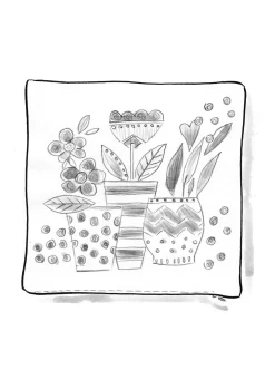 Gudrun Sjödén Bestickte Kissenhülle „Flower pots“ aus Bio-Baumwolle