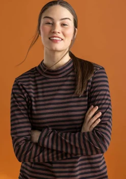 Gudrun Sjödén Gestreiftes Stehkragenshirt aus Bio-Baumwolle