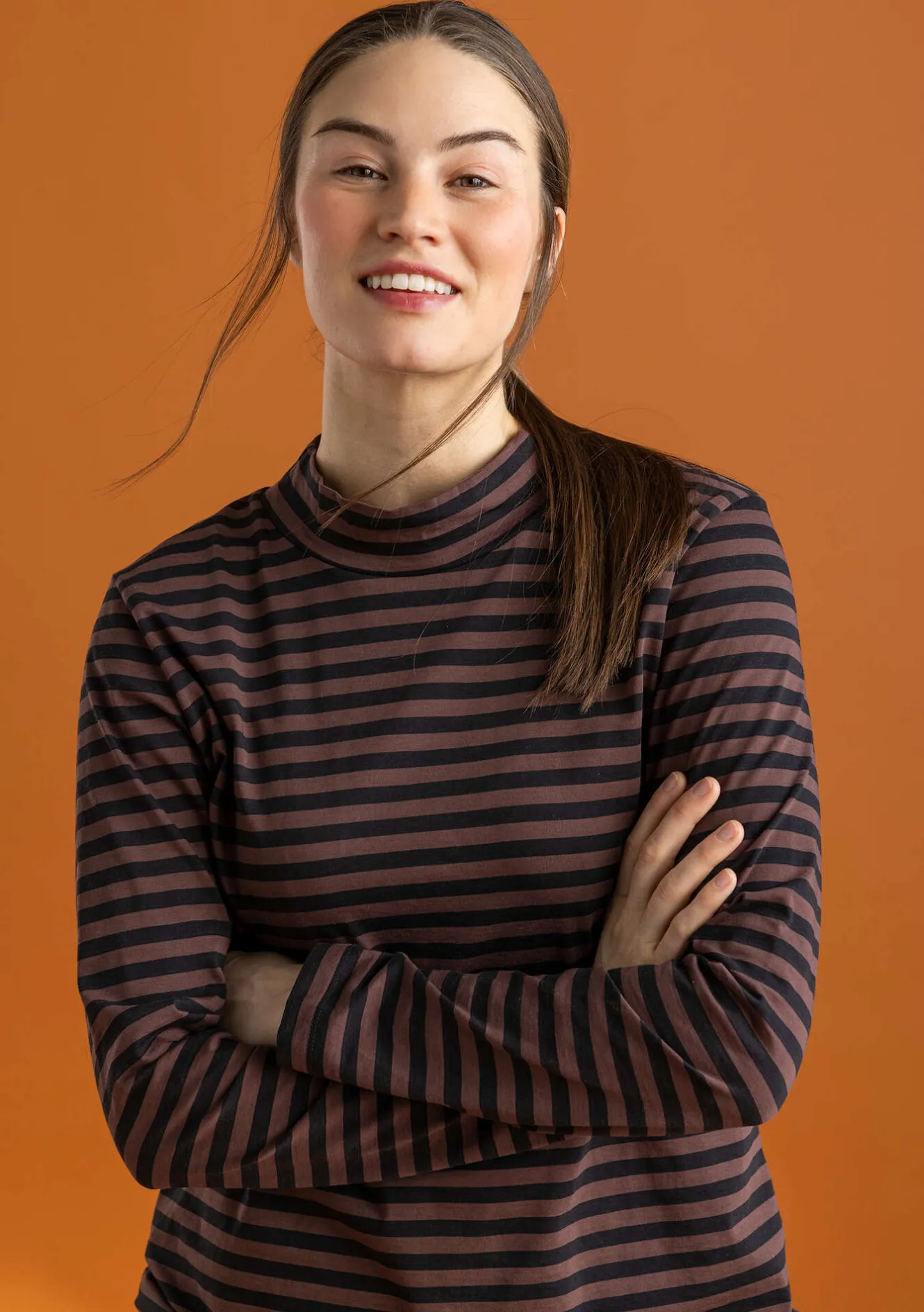 Gudrun Sjödén Gestreiftes Stehkragenshirt aus Bio-Baumwolle