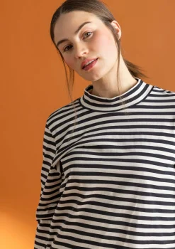 Gudrun Sjödén Gestreiftes Stehkragenshirt aus Bio-Baumwolle