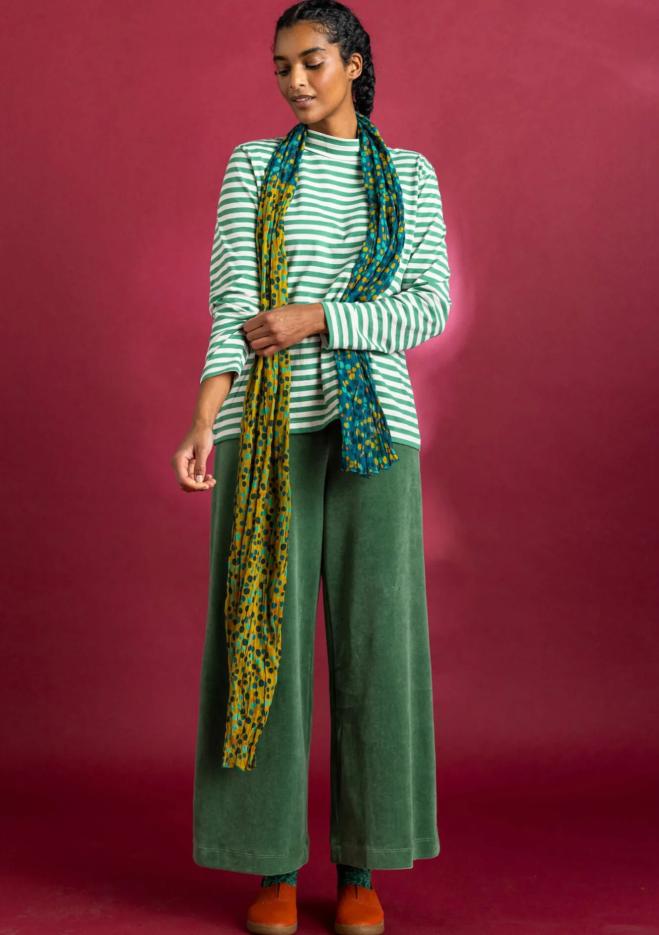 Gudrun Sjödén Gestreiftes Stehkragenshirt aus Bio-Baumwolle