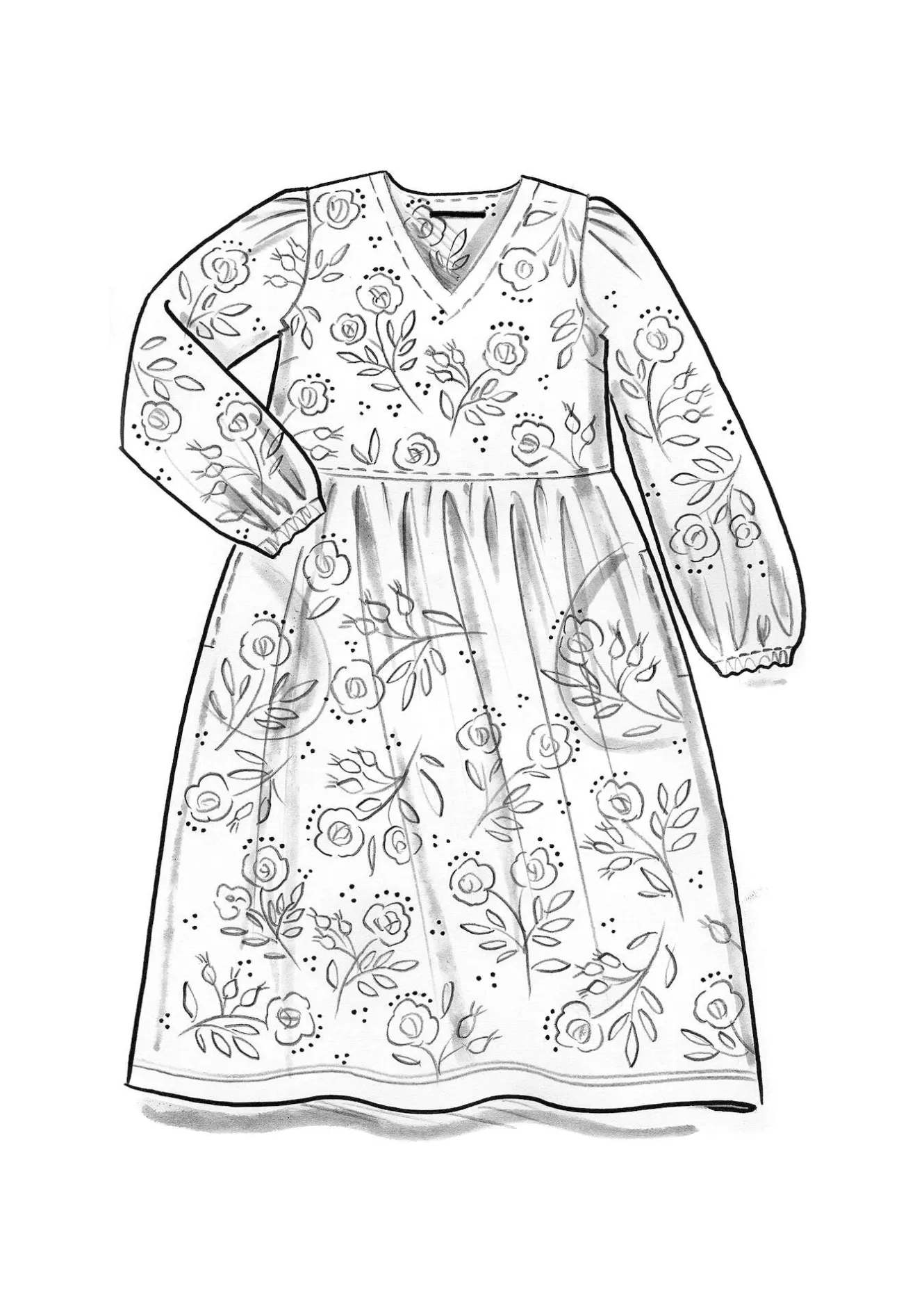 Gudrun Sjödén Jerseykleid „Nyponros“ aus Bio-Baumwolle/Modal