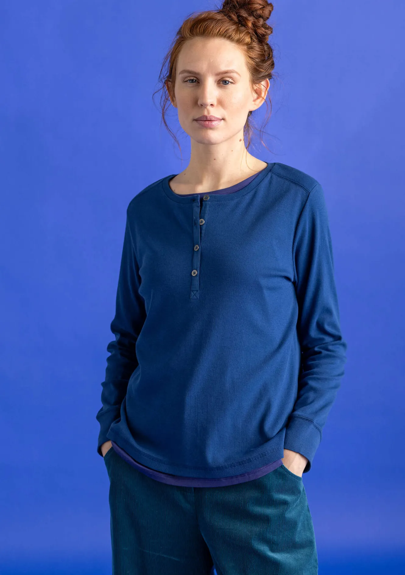 Gudrun Sjödén Knopfleistenshirt aus Bio-Baumwollripp