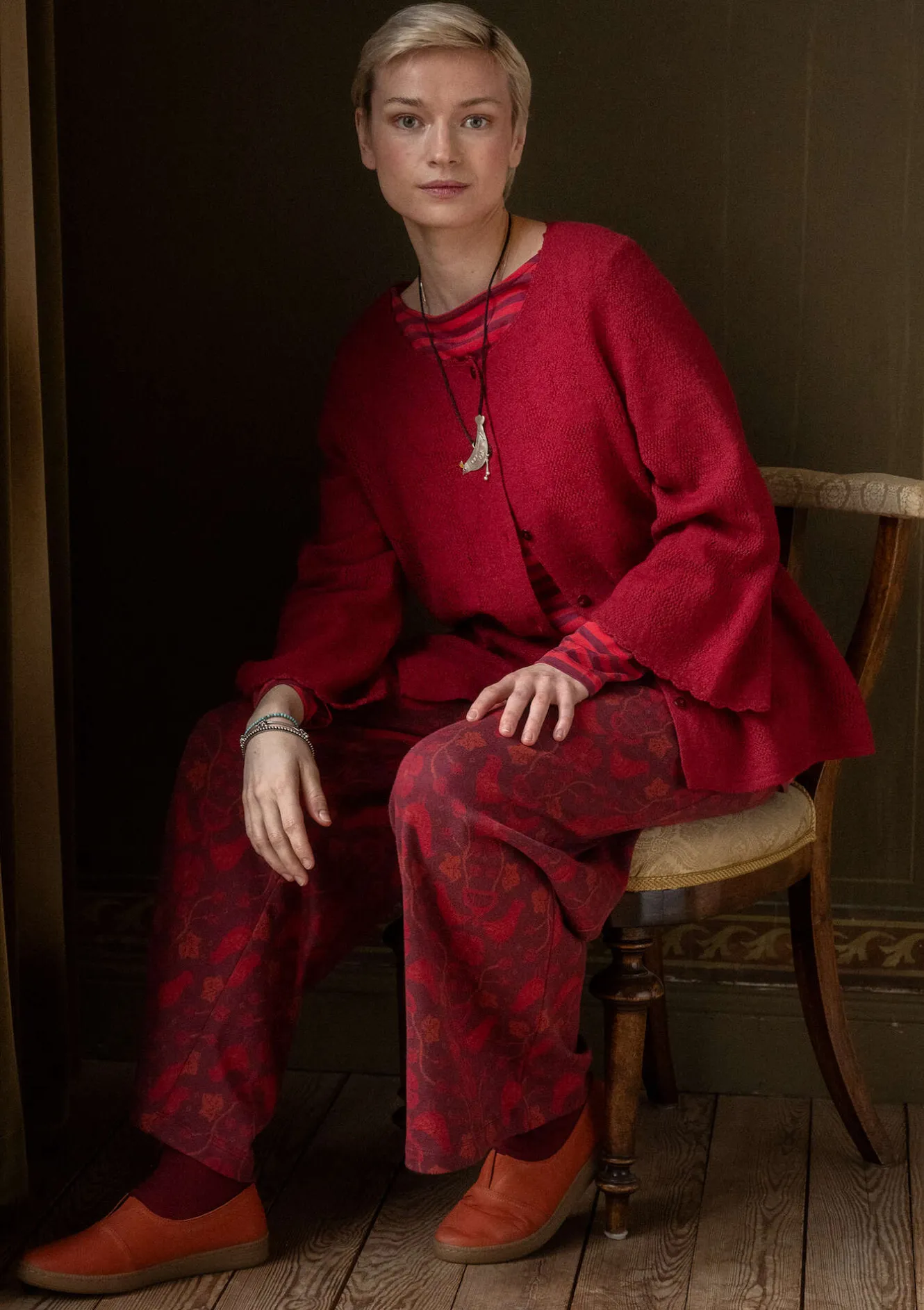 Gudrun Sjödén Pointelle-Strickjacke „Blomstra“ aus Bio-Wolle