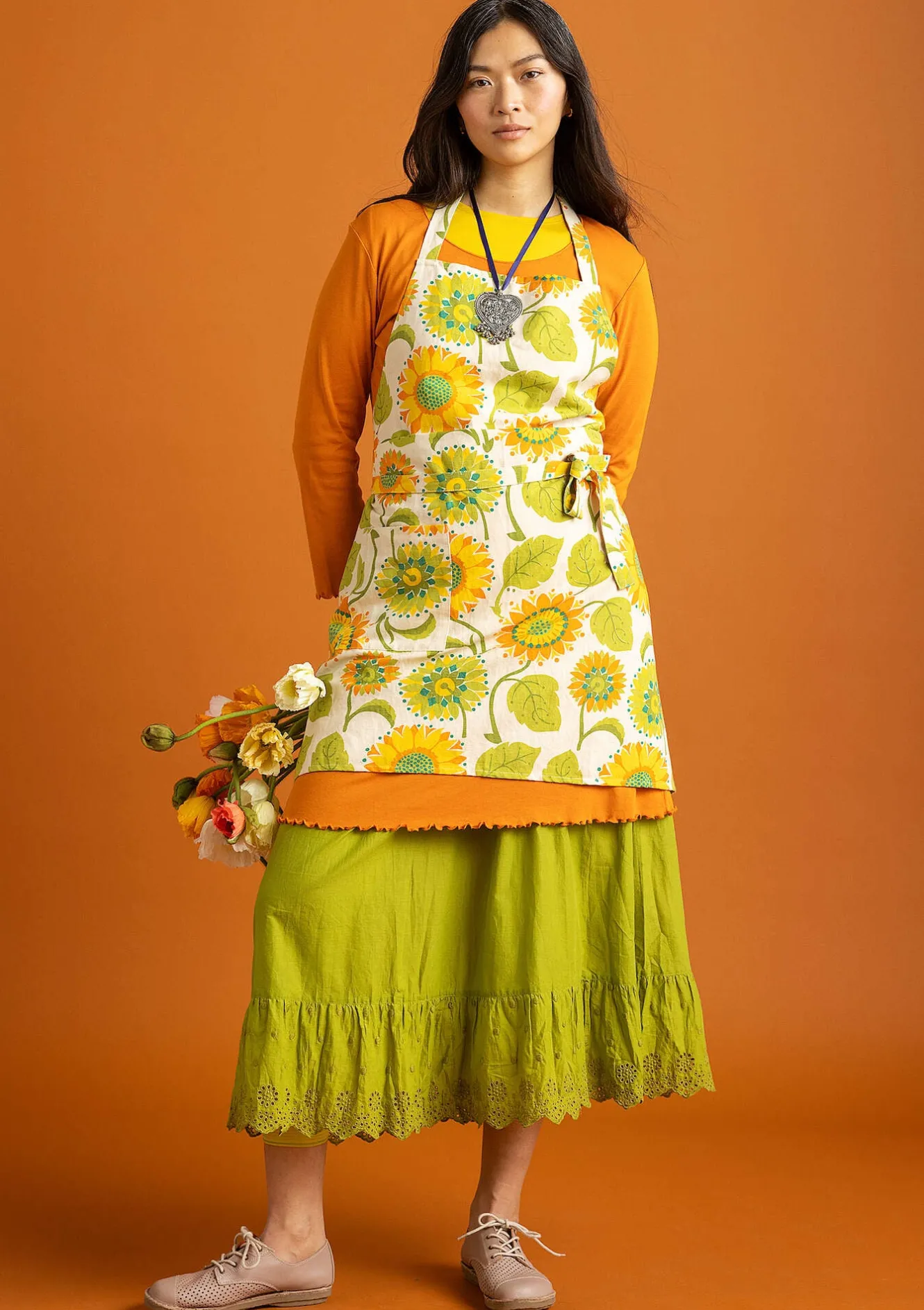 Gudrun Sjödén Schürze „Sunflower“ aus Bio-Baumwolle/Leinen