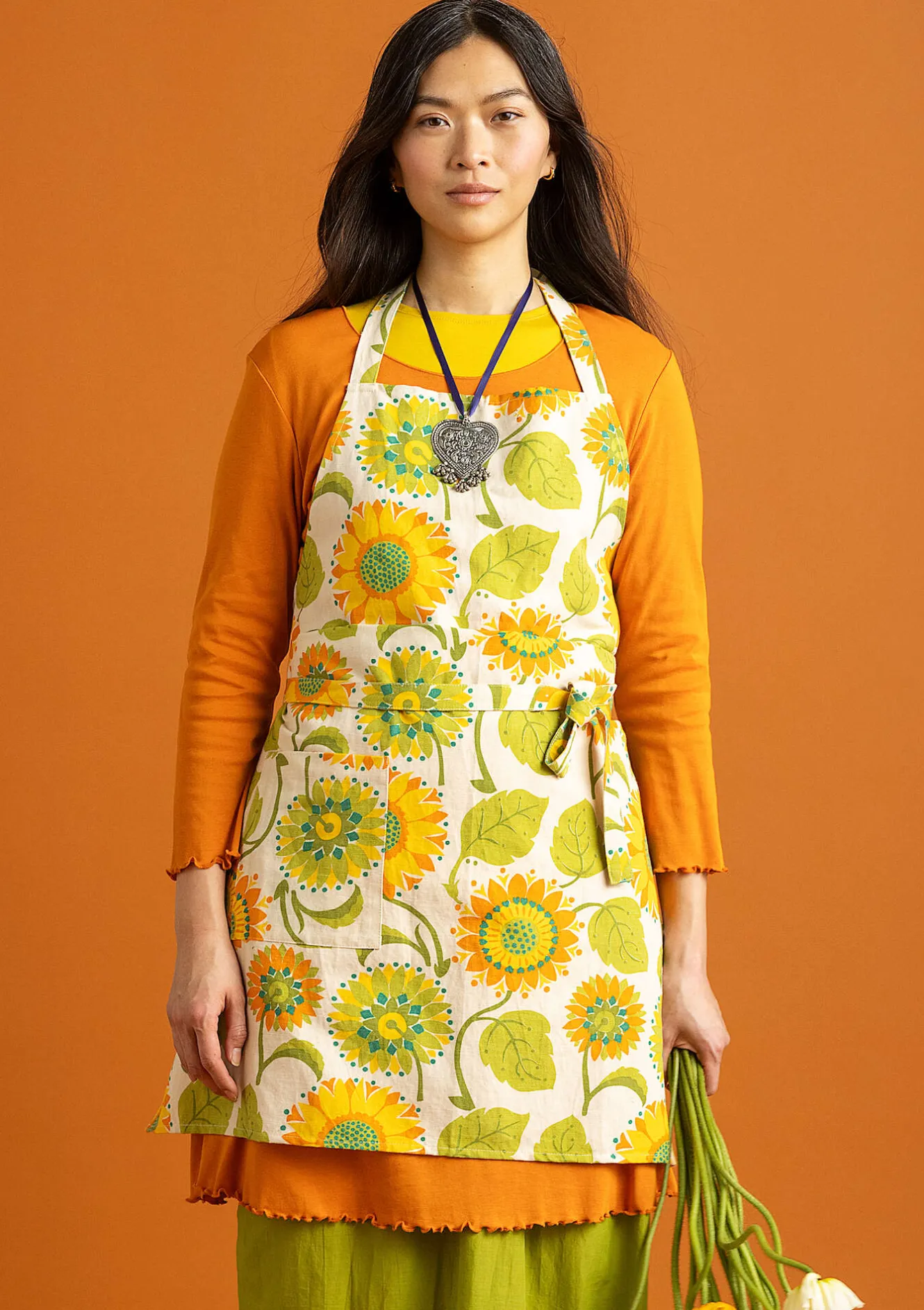 Gudrun Sjödén Schürze „Sunflower“ aus Bio-Baumwolle/Leinen
