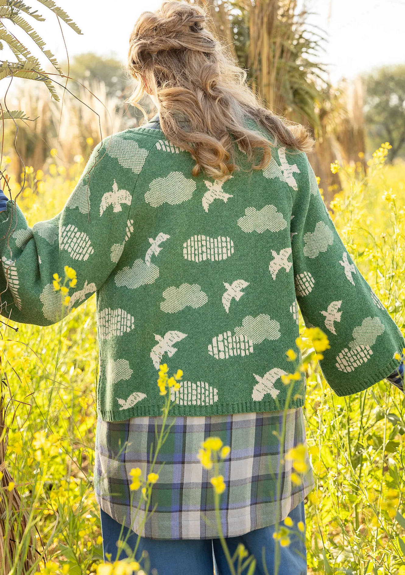 Gudrun Sjödén Strickjacke „Flyttfågel“ aus Recycling-Wollmischung/Recycling-Baumwolle
