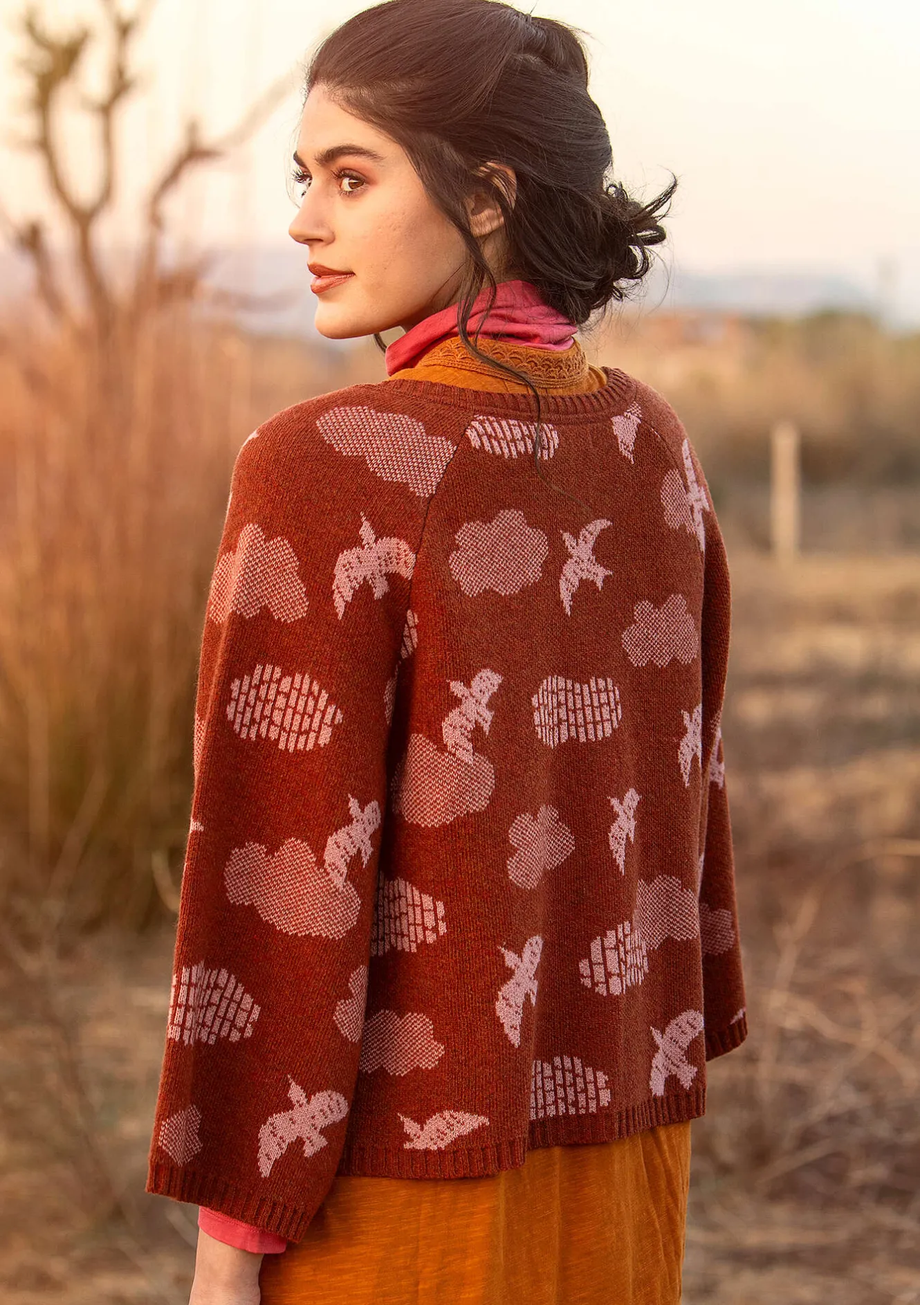 Gudrun Sjödén Strickjacke „Flyttfågel“ aus Recycling-Wollmischung/Recycling-Baumwolle