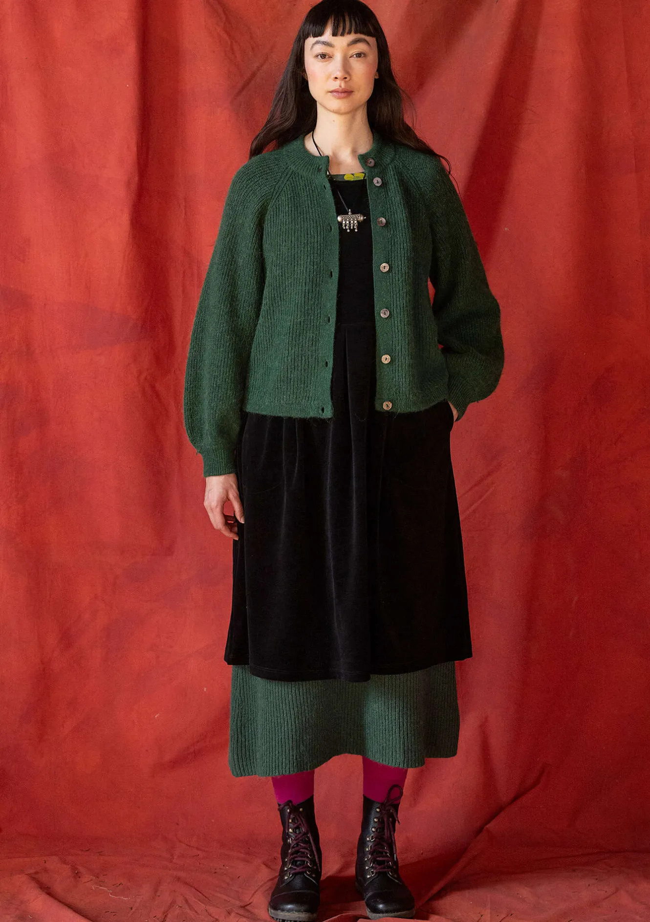 Gudrun Sjödén Strickjacke „Vinternatt“ aus Bio- und Recycling-Baumwolle/Alpakawollgemisch