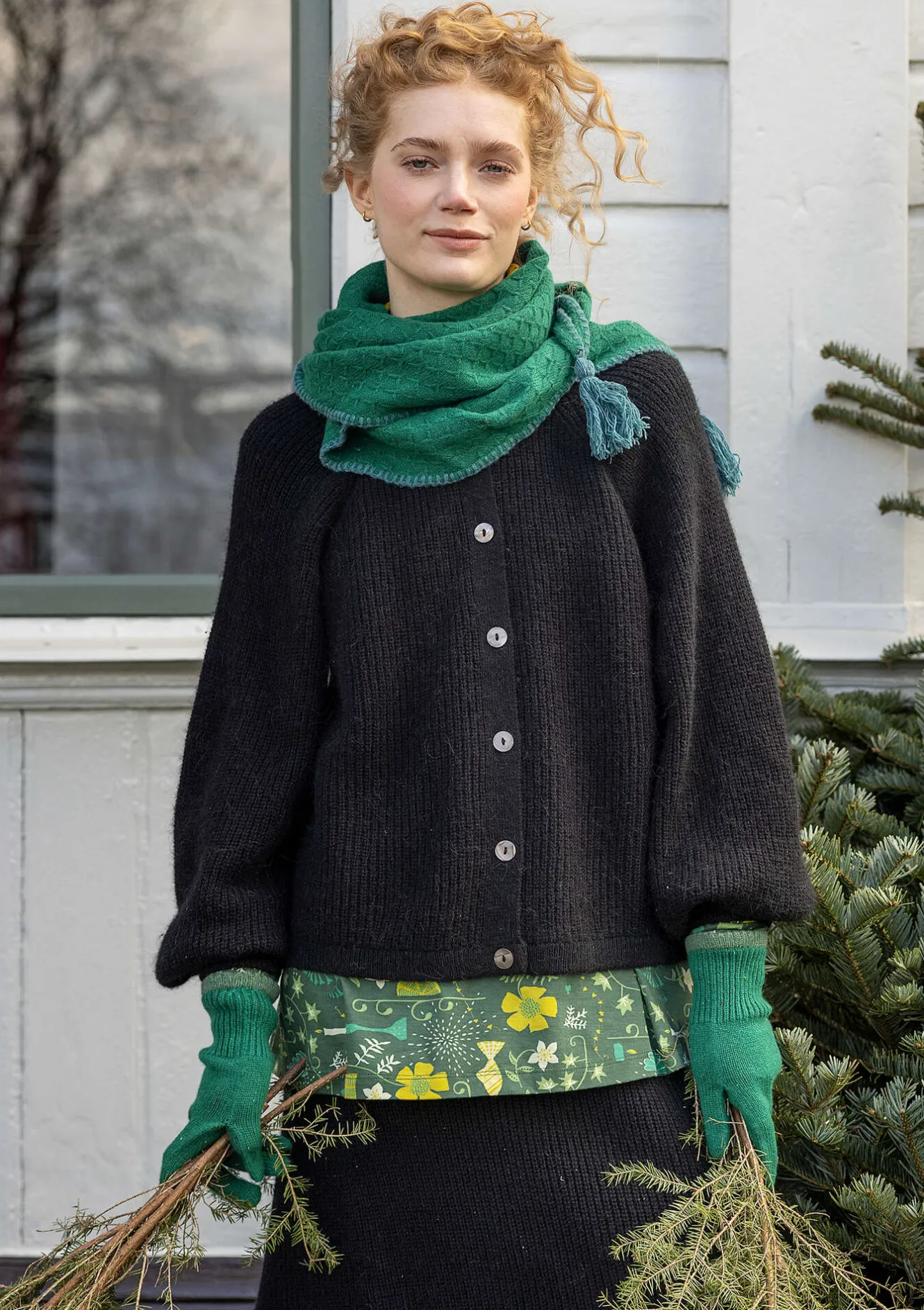 Gudrun Sjödén Strickjacke „Vinternatt“ aus Bio- und Recycling-Baumwolle/Alpakawollgemisch