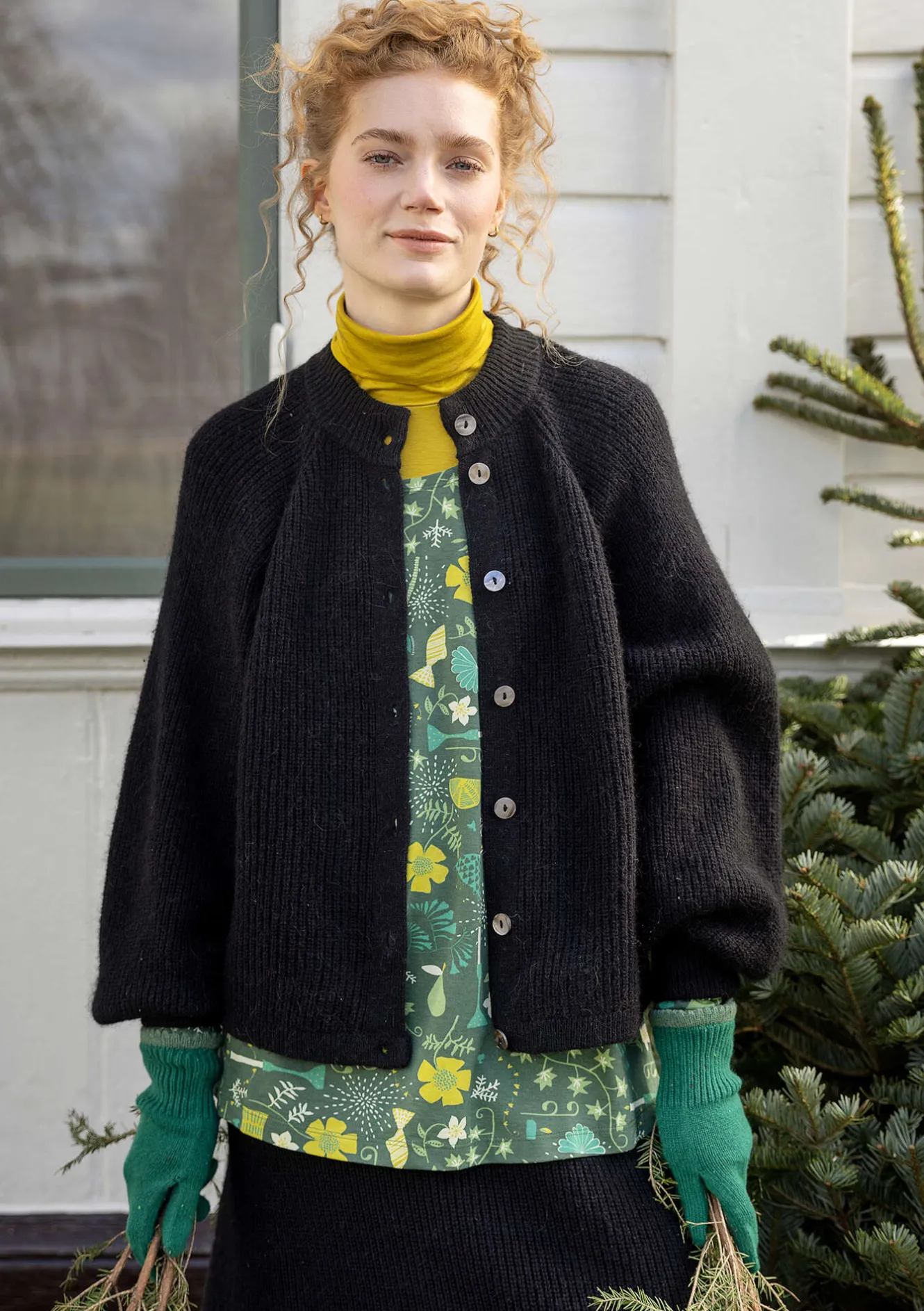 Gudrun Sjödén Strickjacke „Vinternatt“ aus Bio- und Recycling-Baumwolle/Alpakawollgemisch