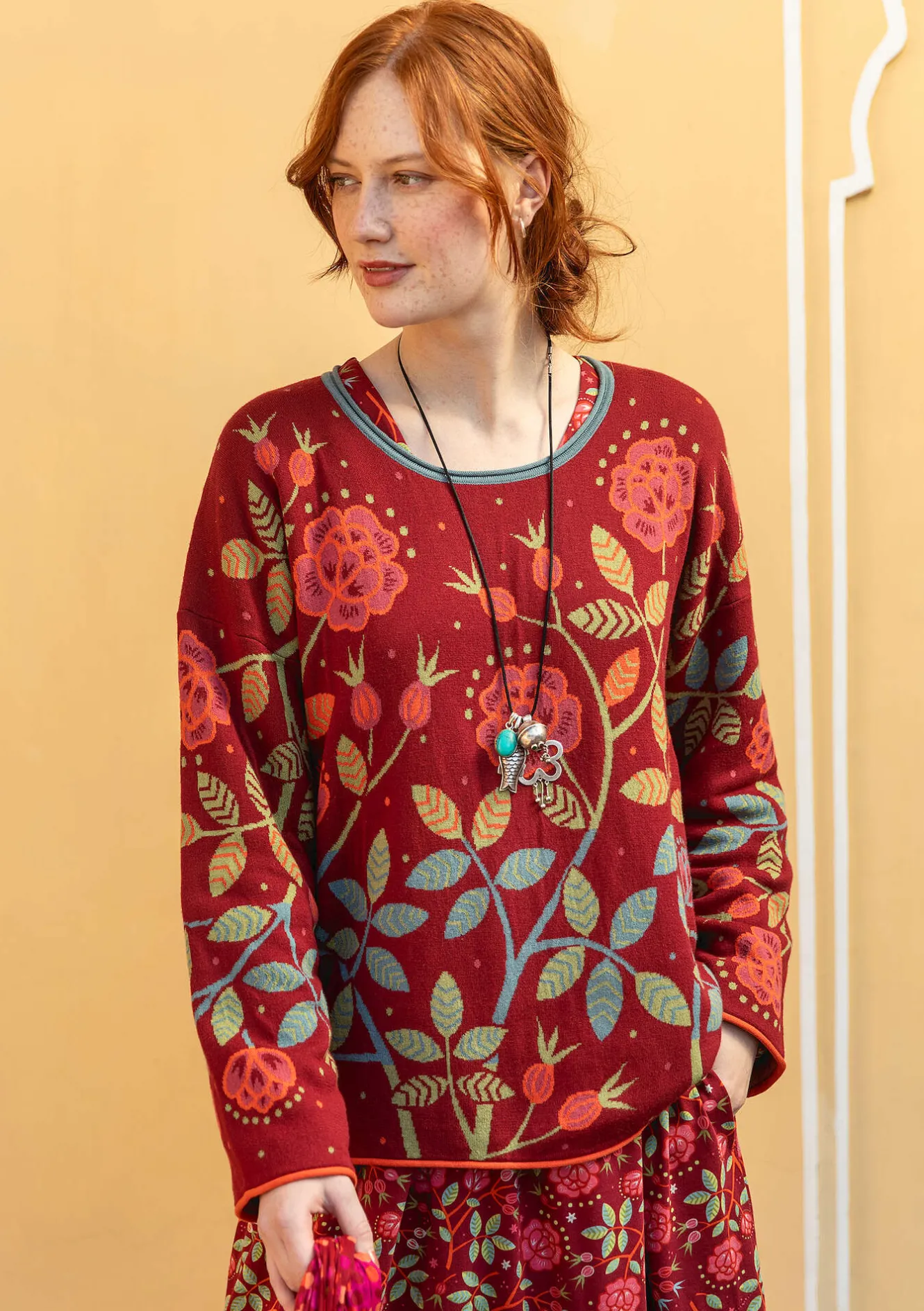Gudrun Sjödén Strickpullover „Nyponros“ aus Bio-/Recycling-Baumwolle