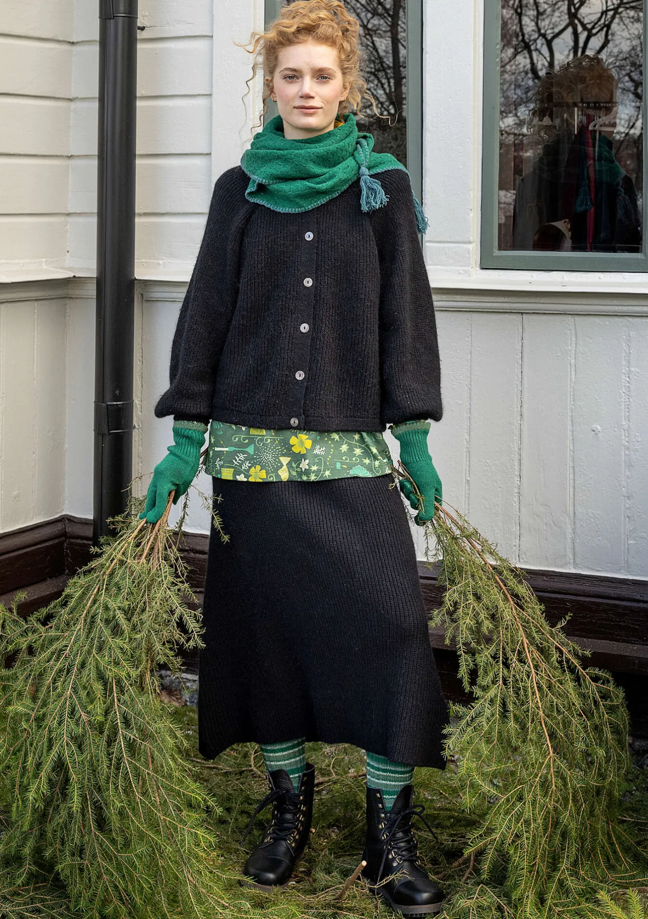 Gudrun Sjödén Strickrock „Vinternatt“ aus Bio- und Recycling-Baumwolle/Alpakawollgemisch