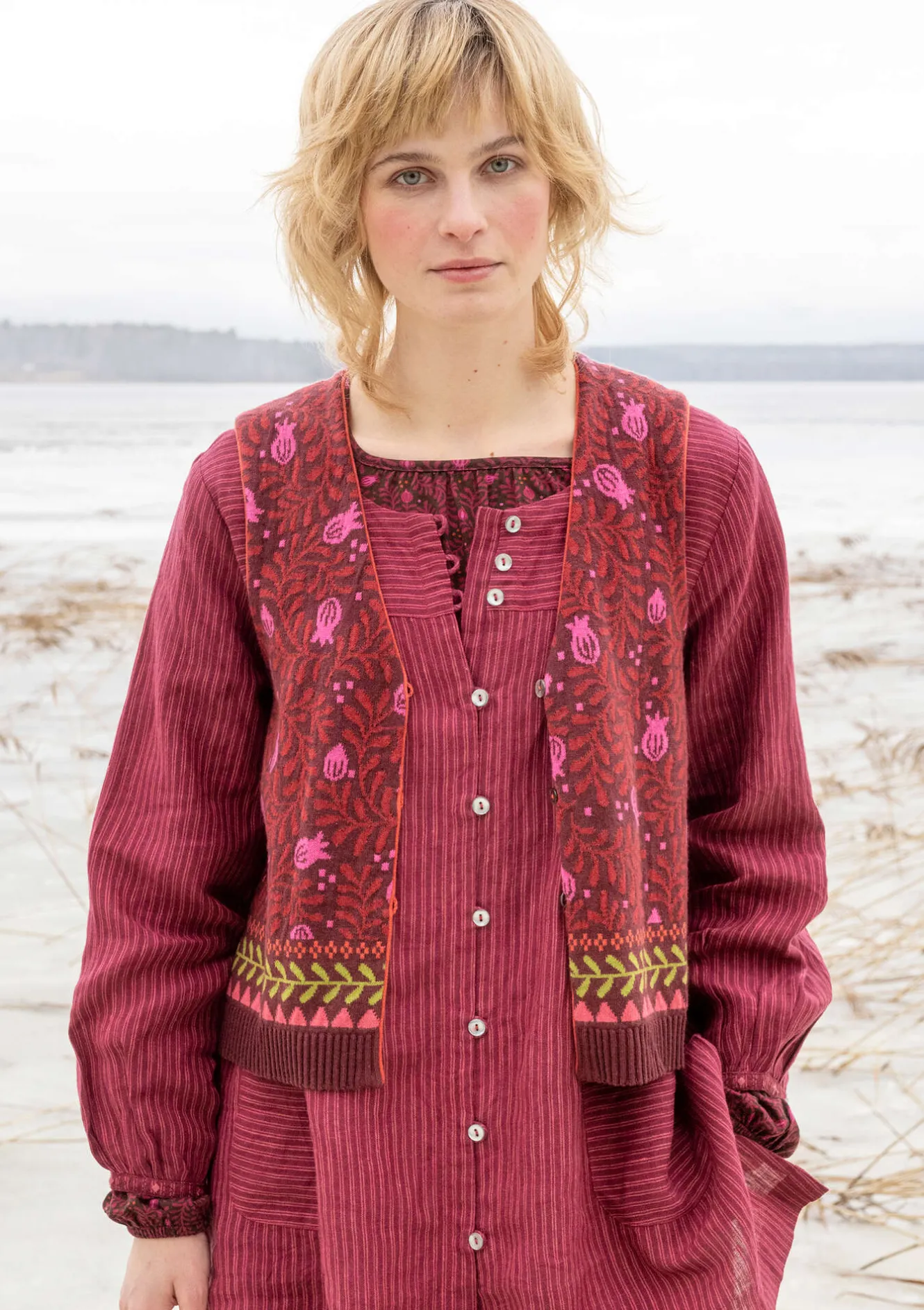 Gudrun Sjödén Strickweste „Aurora“ aus Bio- und Recycling-Baumwolle/Wolle