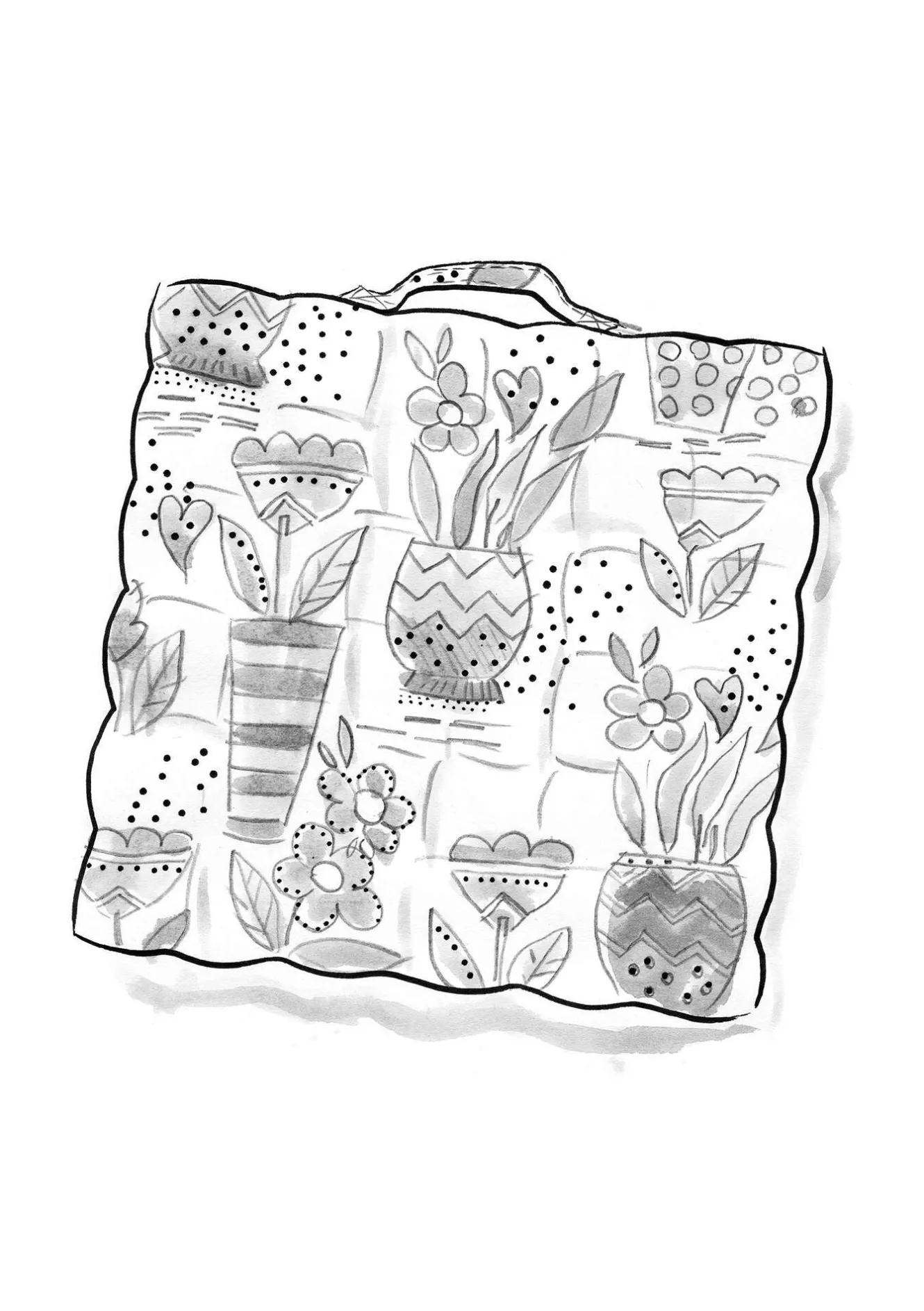 Gudrun Sjödén Stuhlkissen „Flower pots“ aus Bio-Baumwolle