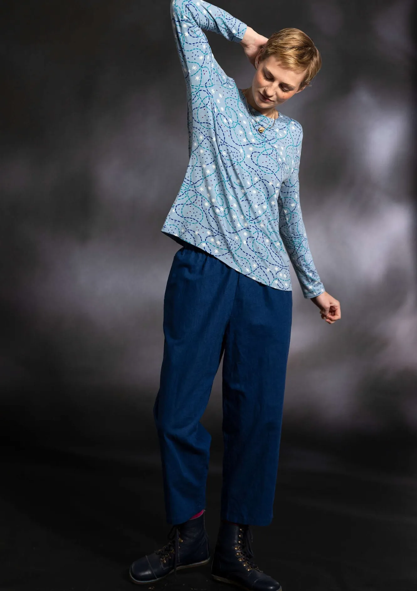 Gudrun Sjödén Webhose aus Bio-Baumwolle/Leinen