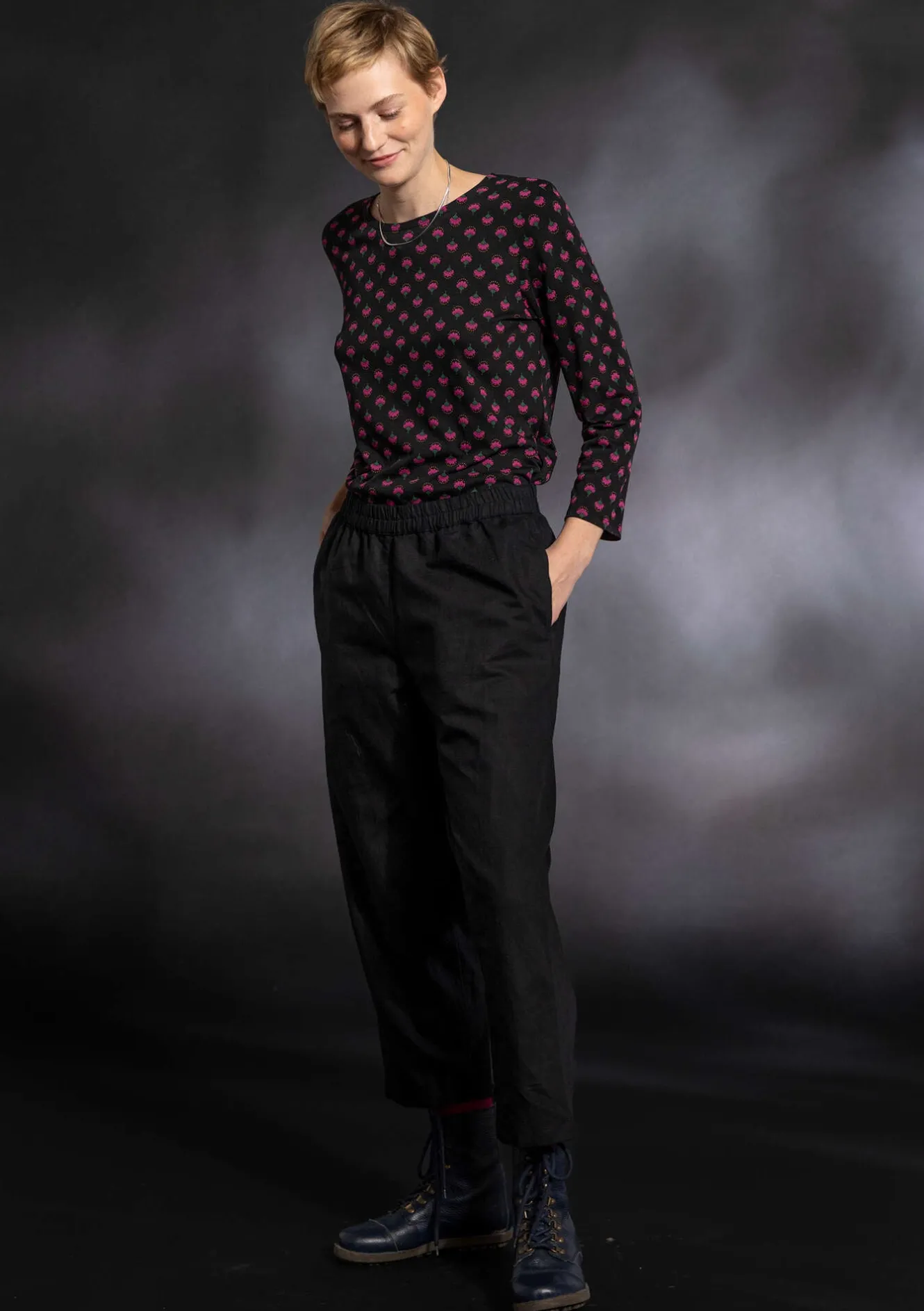 Gudrun Sjödén Webhose aus Bio-Baumwolle/Leinen