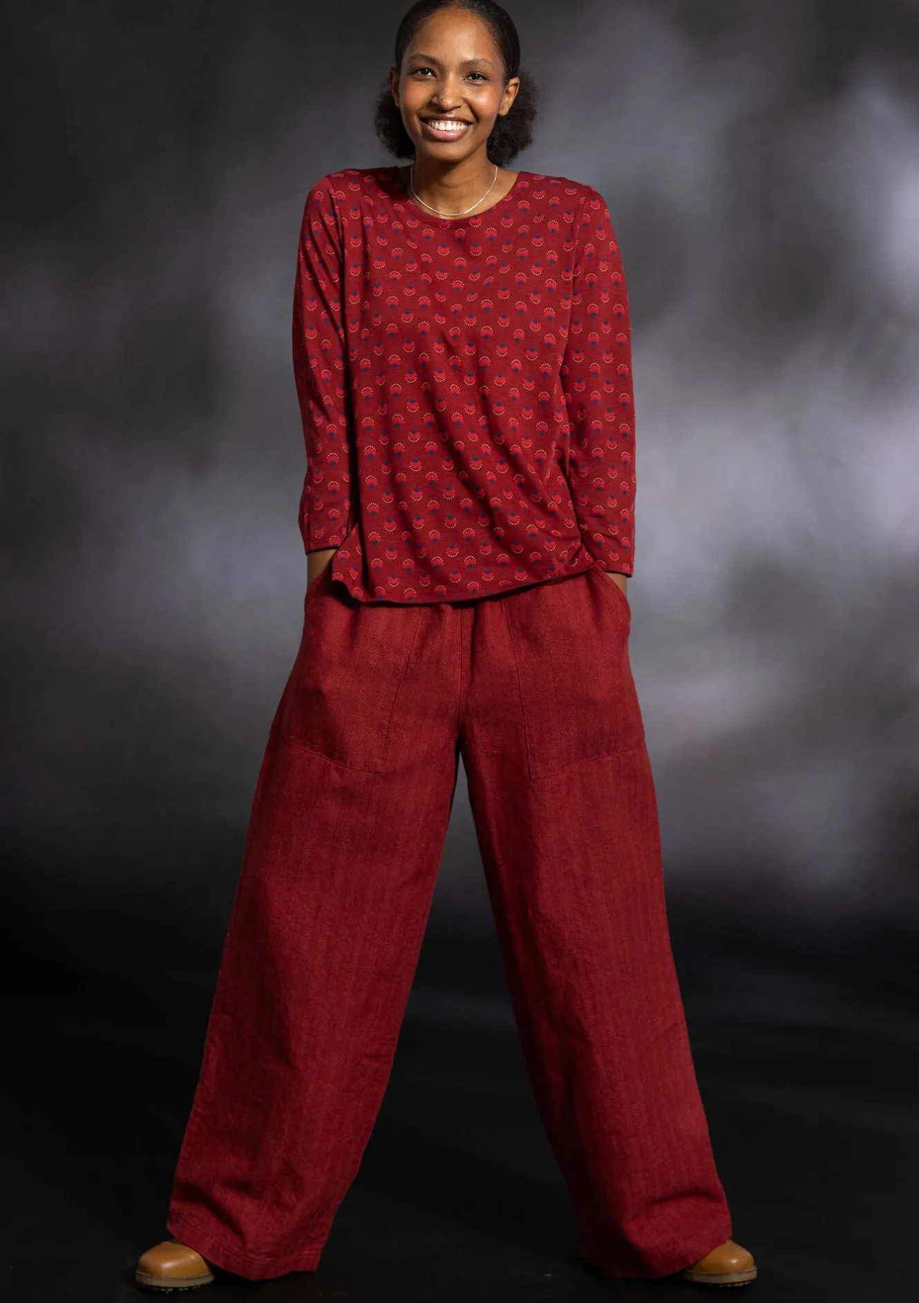 Gudrun Sjödén Webhose „Woodland“ aus Bio-Baumwolle/Leinen