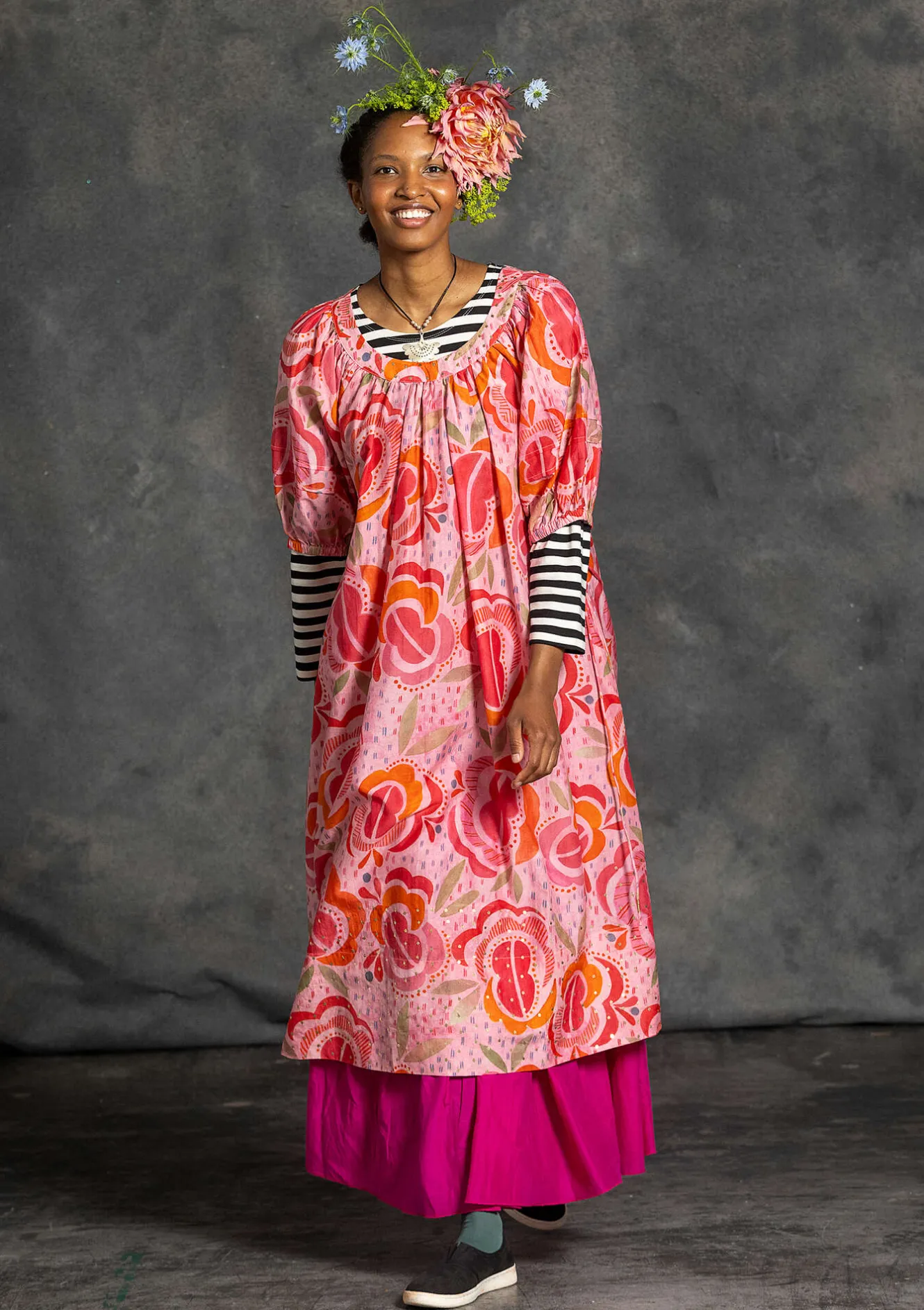 Gudrun Sjödén Webkleid „Great Rose“ aus Bio-Baumwolle/Seide