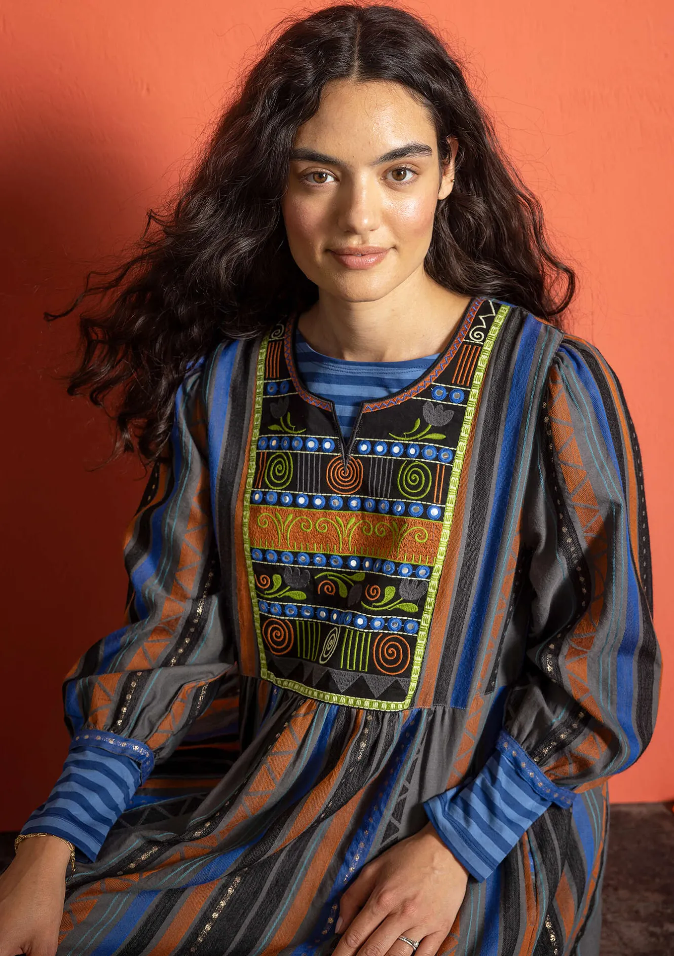 Gudrun Sjödén Webkleid „Jaipur“ aus Wolle/Baumwolle
